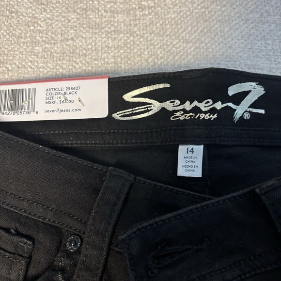 Seven7 Audrey Skimmer Women's 14 New Black Capri Denim Cropped Super Stretch - Picture 3 of 8